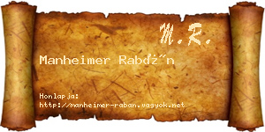 Manheimer Rabán névjegykártya